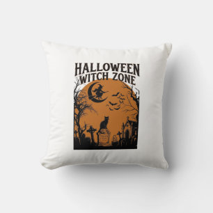 Halloween Heksen Zone Zwarte Kat Kerkhof Vleermuiz Kussen