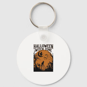 Halloween Heksen Zone Zwarte Kat Kerkhof Vleermuiz Sleutelhanger