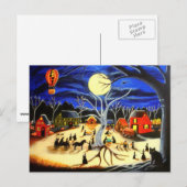 Halloween, heksen, zwart, kat, warm, luchtballon briefkaart (Voorkant / Achterkant)
