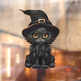 Halloween heksen zwarte kat venster sticker vastkl