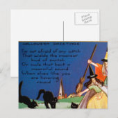  Halloween heksen zwarte katten briefkaart (Voorkant / Achterkant)