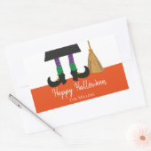 Halloween Heksenbenen & bezem gepersonaliseerd Rechthoekige Sticker (Envelop)