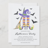 Halloween Heksenbenen en Hoed Feest Kaart (Voorkant)