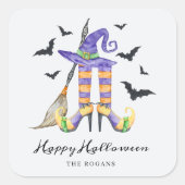 Halloween heksenbenen en Pet Vierkante Sticker (Voorkant)