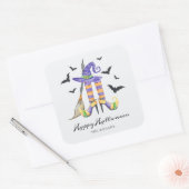 Halloween heksenbenen en Pet Vierkante Sticker (Envelop)