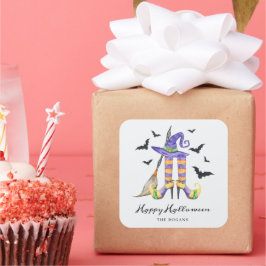 Halloween heksenbenen en Pet Vierkante Sticker