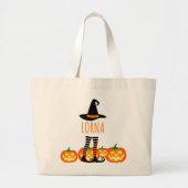 Halloween heksenbenen & pompoen grote tote bag (Voorkant)