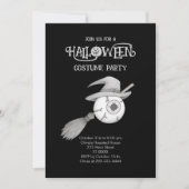 Halloween heksenbezem en enge oogbol kaart (Voorkant)