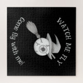 Halloween heksenbezem en enge oogbol legpuzzel (Horizontaal)