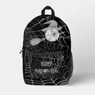 Halloween heksenbezem, enge oogbol, spinnenweb bedrukte rugzak