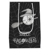 Halloween heksenbezem, enge oogbol, spinnenweb medium cadeauzakje (Achterkant)