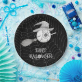 Halloween heksenbezem, enge oogbol, spinnenweb papieren bordje (Feest)