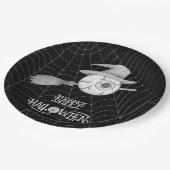 Halloween heksenbezem, enge oogbol, spinnenweb papieren bordje (Gekanteld)