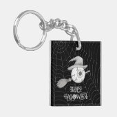 Halloween heksenbezem, enge oogbol, spinnenweb sleutelhanger (Voorkant Links)