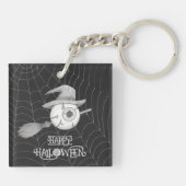 Halloween heksenbezem, enge oogbol, spinnenweb sleutelhanger (Achterkant)