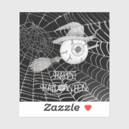 Halloween heksenbezem, enge oogbol, spinnenweb sticker