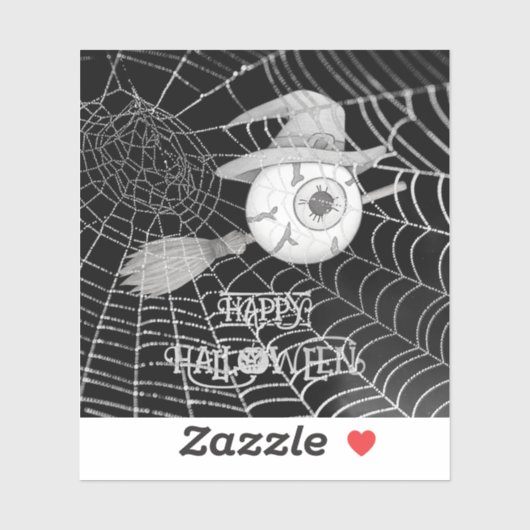 Halloween heksenbezem, enge oogbol, spinnenweb sticker (Vel)