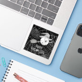 Halloween heksenbezem, enge oogbol, spinnenweb sticker (Laptop met iPhone)