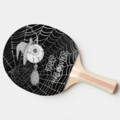 Halloween heksenbezem, enge oogbol, spinnenweb tafeltennisbatje (Zijkant)