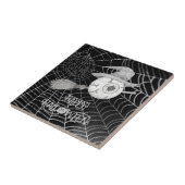 Halloween heksenbezem, enge oogbol, spinnenweb tegeltje (Zijkant)