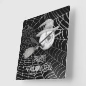 Halloween heksenbezem, enge oogbol, spinnenweb vierkante klok (Hoek)