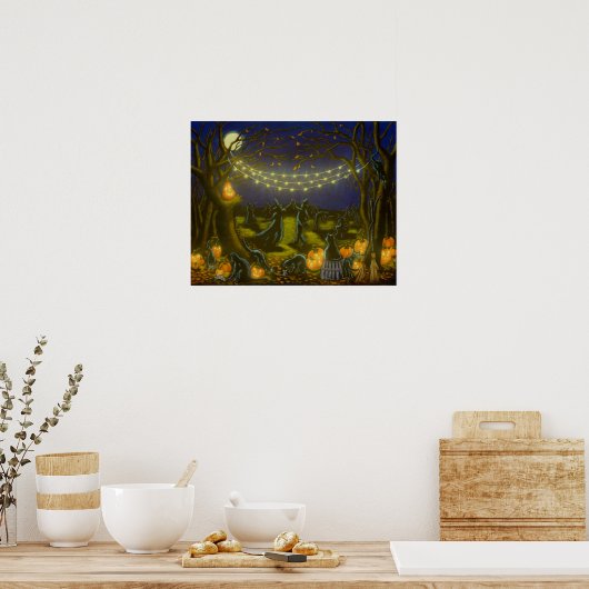 Halloween heksendanser in het moonlight poster (Keuken)