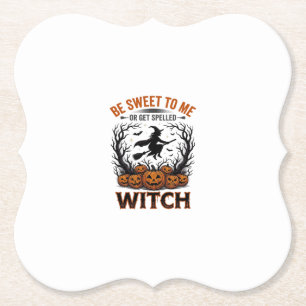 Halloween Heksendesign Wees Lief Of Wordt Betoverd Kartonnen Onderzetters