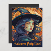 Halloween Heksenfeest Uitnodiging Briefkaart (Voorkant / Achterkant)