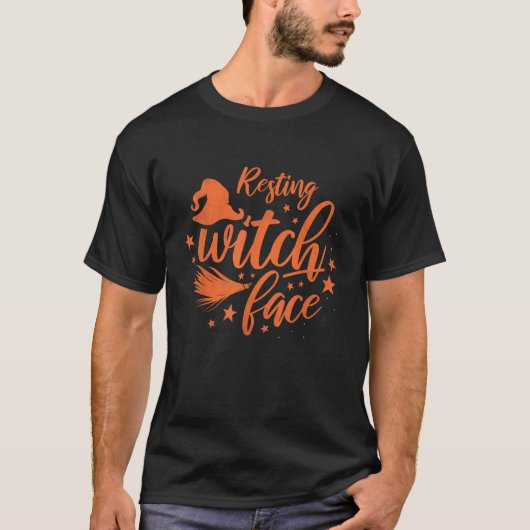 Halloween heksengezicht in rust t-shirt (Voorkant)