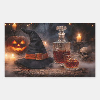 Halloween Heksenhoed en Whisky Mystiek Rechthoekige Sticker
