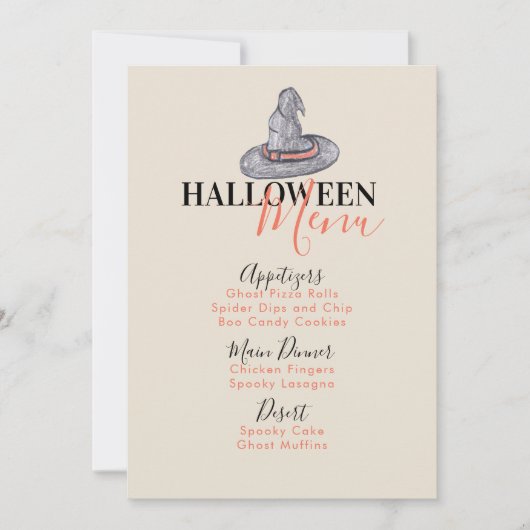 Halloween Heksenhoed Verjaardagsfeest Menu (Voorkant)