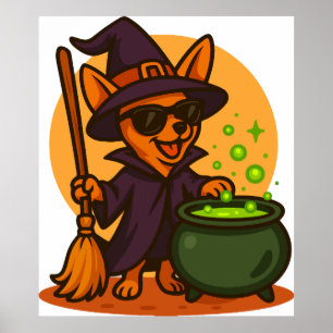 Halloween heksenhond clipart PNG, schattige puppy  Poster