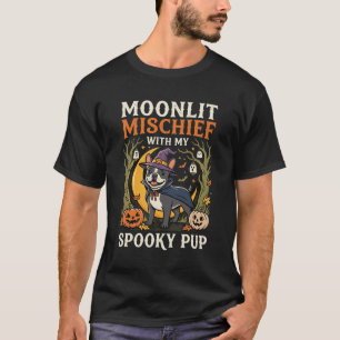 Halloween Heksenhond Maneschijn T-shirt