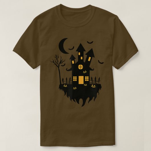 Halloween heksenhuis bij nacht T-Shirt (Design voorkant)