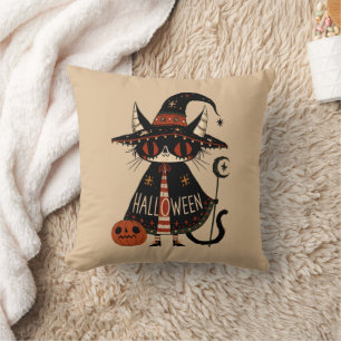 Halloween Heksenkat en Pompoen Kussen