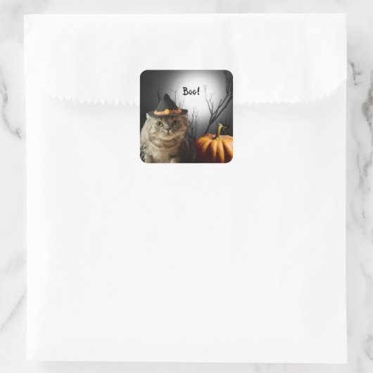 Halloween Heksenkat Met Pompoen Stickers (Tas)