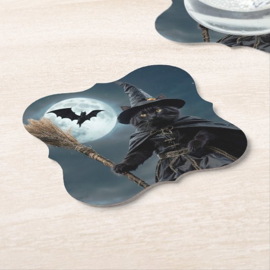 Halloween Heksenkat Onderzetters (Gekanteld)