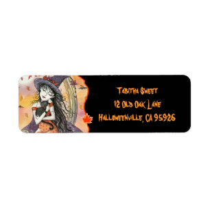 Halloween Heksenkat Retouradreslabels Etiket