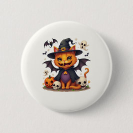Halloween heksenkattenknoppen ronde button 5,7 cm
