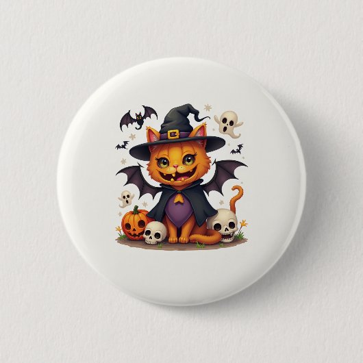 Halloween heksenkattenknoppen ronde button 5,7 cm (Voorkant)