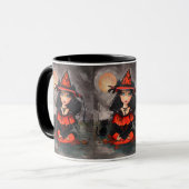 Halloween Heksenkattenmok by Molly Harrison Mok (Voorkant links)