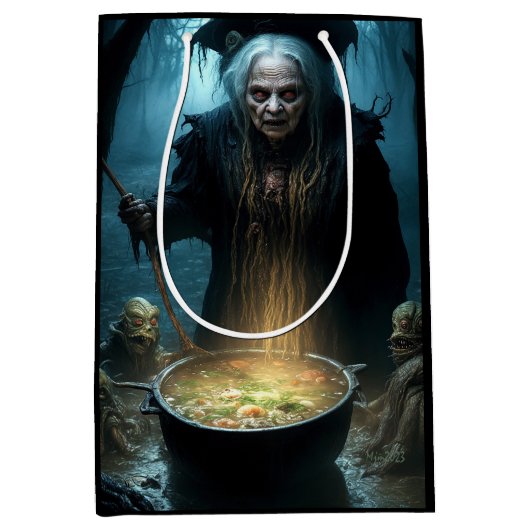 Halloween heksenketel met soep medium cadeauzakje (Voorkant)