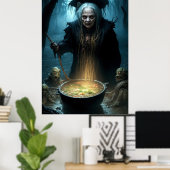Halloween heksenketel met soep poster (Thuiskantoor)