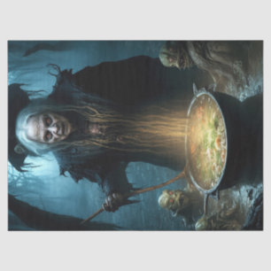 Halloween heksenketel met soep tissuepapier