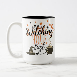 Halloween Heksenketel Oranje Sterren Tweekleurige Koffiemok