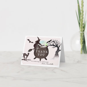 Halloween Heksenketel Roze Baby shower Bedankkaart