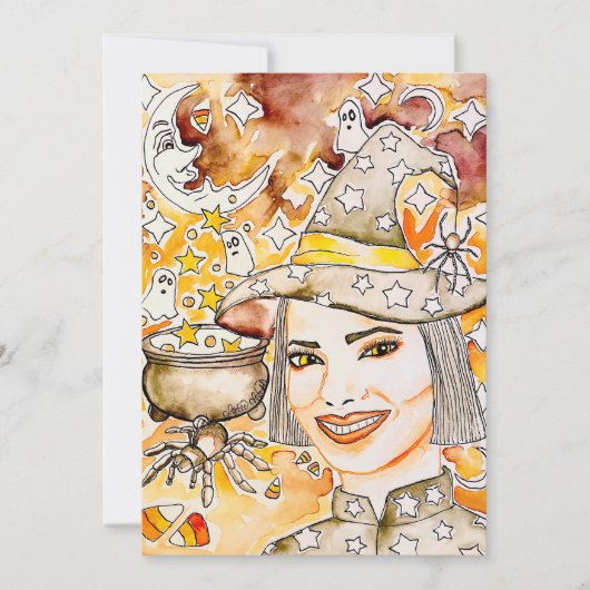 Halloween heksenkunst feestdagenkaart (Voorkant)