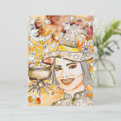 Halloween heksenkunst feestdagenkaart (Staand voorkant)