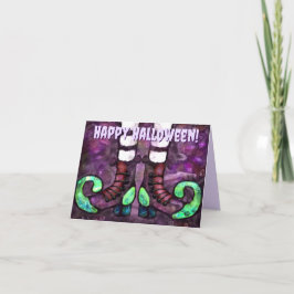 Halloween heksenlaarzen gepersonaliseerd Wenskaart Kaart