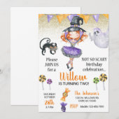 Halloween heksenmeisje wordt uitgenodigd, elke lee kaart (Voorkant / Achterkant)